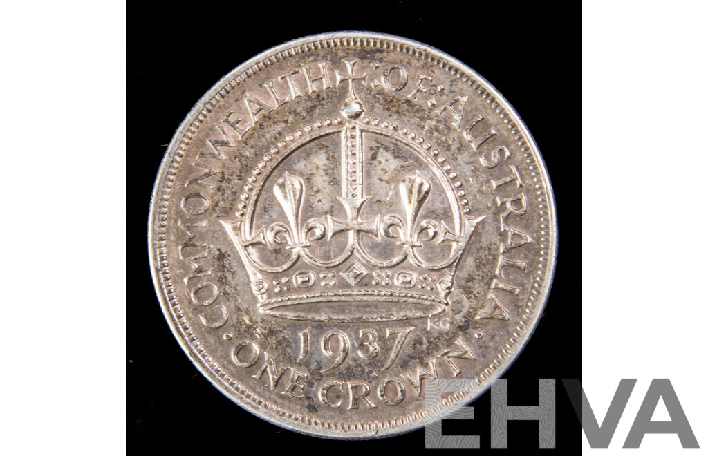 Australian 1937 Silver KGVI One Crown .925