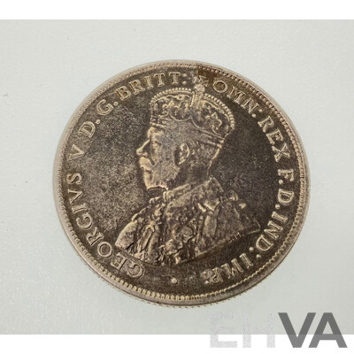Australian 1916 Silver KGV Florin, Melbourne Mint .925