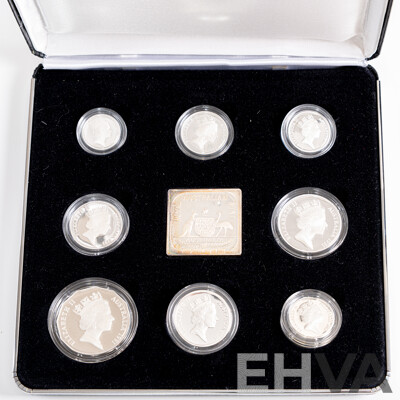 Australian 1991 Masterpieces in Silver Jubilee Proof Coin Set, 25th Anniversary of Decimal Currency .925