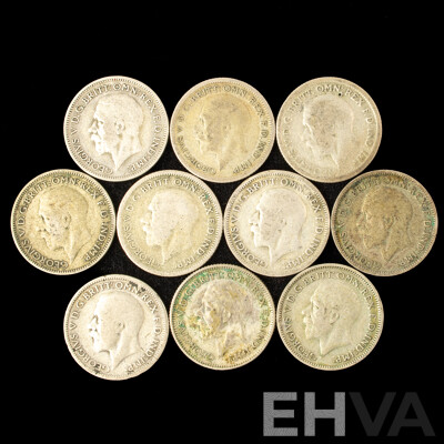 United Kingdom KGV Silver Sixpence Including 1929(4) 1933(6) .500