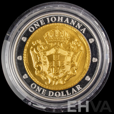 Australian RAM 2007 Silver/Selectively Gold Plated One Johanna Coin, 1732 Portuguese One Johanna Reproduction .999