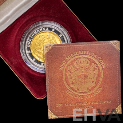 Australian RAM 2007 Silver/Selectively Gold Plated One Johanna Coin, 1732 Portuguese One Johanna Reproduction .999