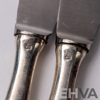 Set11 Vintage French Gerlach Knives with .750 Solid Silver Hollow Handles and Steel Blades