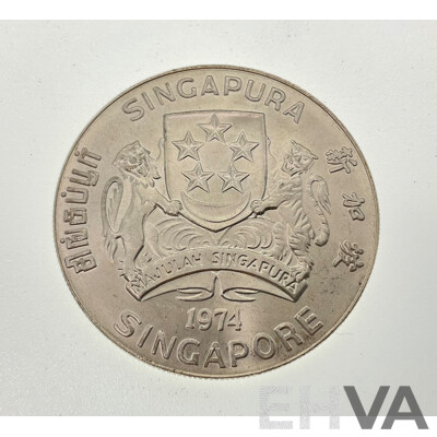 Singapore 1974  Silver Ten Dollar Coin, Set Issue .500