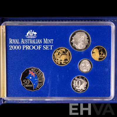 Australian RAM 2000 Six Proof Coin Set with Coloured Fifty Cent Millennium Year