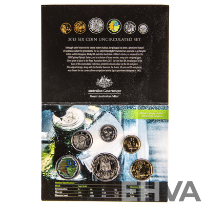 Australian 2013 UNC Six Coin Special Edition Set, Includes Coloured Twenty Cent Coin