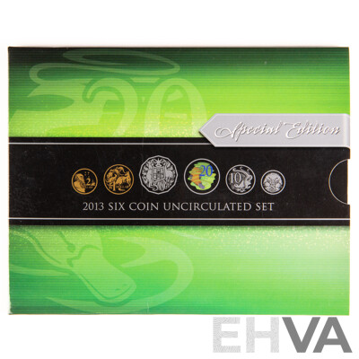 Australian 2013 UNC Six Coin Special Edition Set, Includes Coloured Twenty Cent Coin