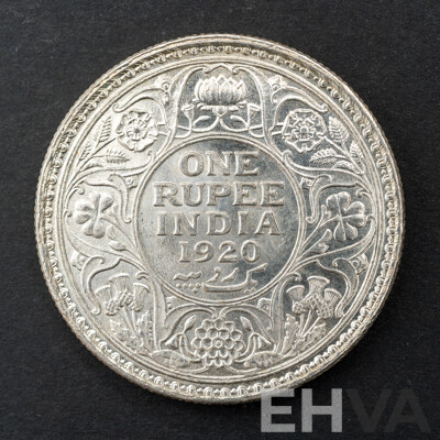 India 1920 KGV Silver One Rupee Coin .917
