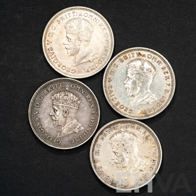 Four Australian 1927 KGV Silver Florins, Commemorative Canberra .925