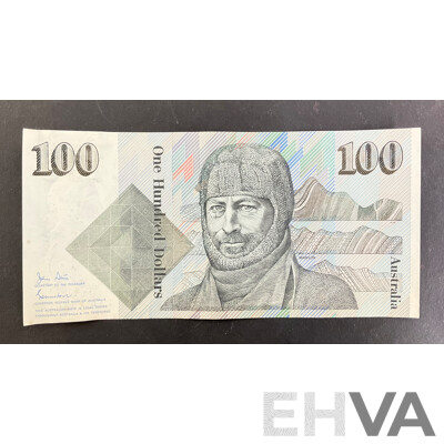 Australian 1984 One Hundred Dollar Note, Stone/Johnston R608, ZAL 108618