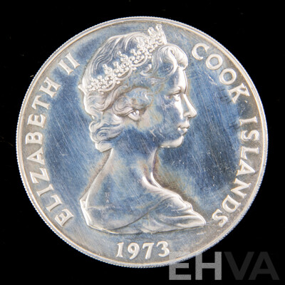 Cook Islands 1973 Silver Two Dollar Coin, QE2 Twenty Fifth Coronation .925