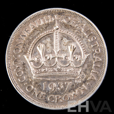 Australian 1937 Silver KGVI One Crown .925