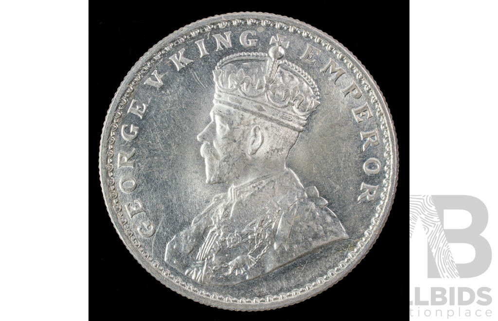 India 1920 KGV Silver One Rupee Coin, Calcutta Mint .917
