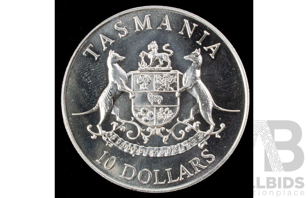 Australian 1991 Silver Proof Ten Dollar Coin, State Series Tasmania .925