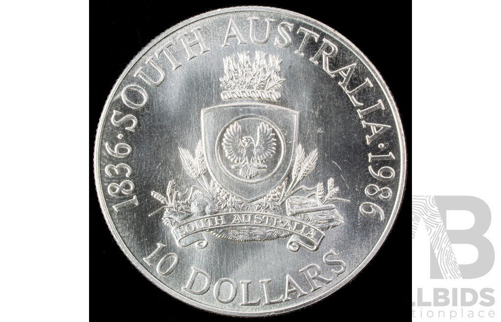 Australian 1986 Silver Proof Ten Dollar Coin, State Series South Australia.925