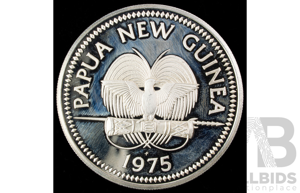 Papua New Guinea Franklin Mint 1975 Silver Proof Ten Kina Coin .925