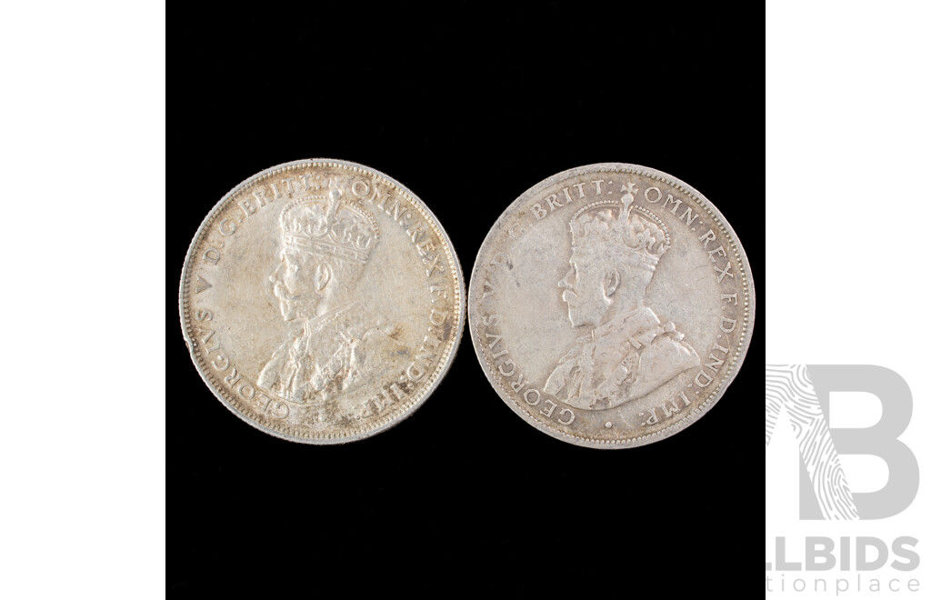 Two Australian 1926 KGV Silver Florins .925