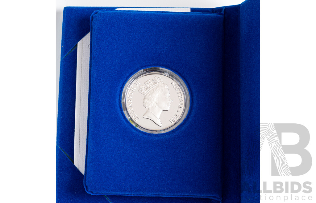 Australian 1991 Silver Proof Ten Dollar Coin, Birds of Australia, Jabiru .925