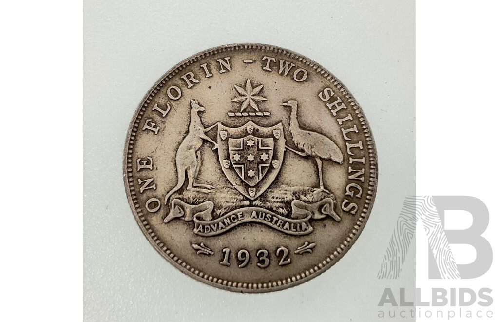 Australian 1932 Silver KGV Florin .925