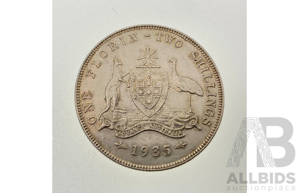 Australian 1935 Silver KGV Florin .925