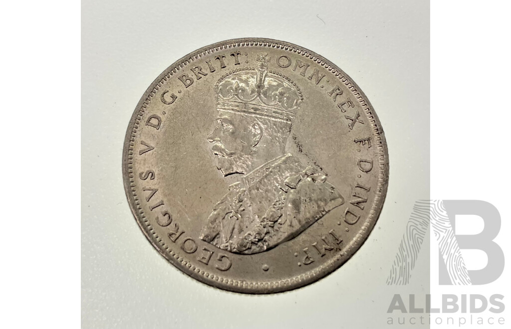 Australian 1918 Silver KGV Florin, Melbourne Mint .925