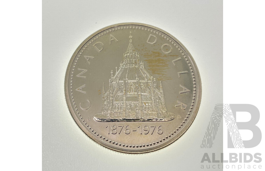 Canada 1976 Silver Dollar, 100th Anniversary of the Ottawa Parliamentary Library .500
