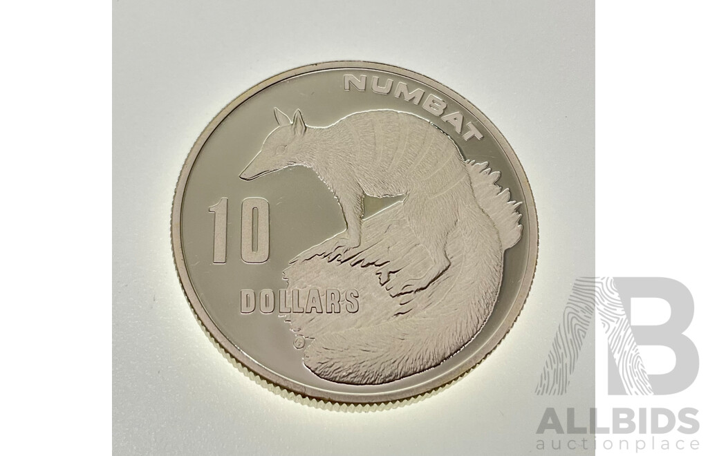 Australian RAM 1995 Silver Piedfort Ten Dollar Coin, Numbat .925