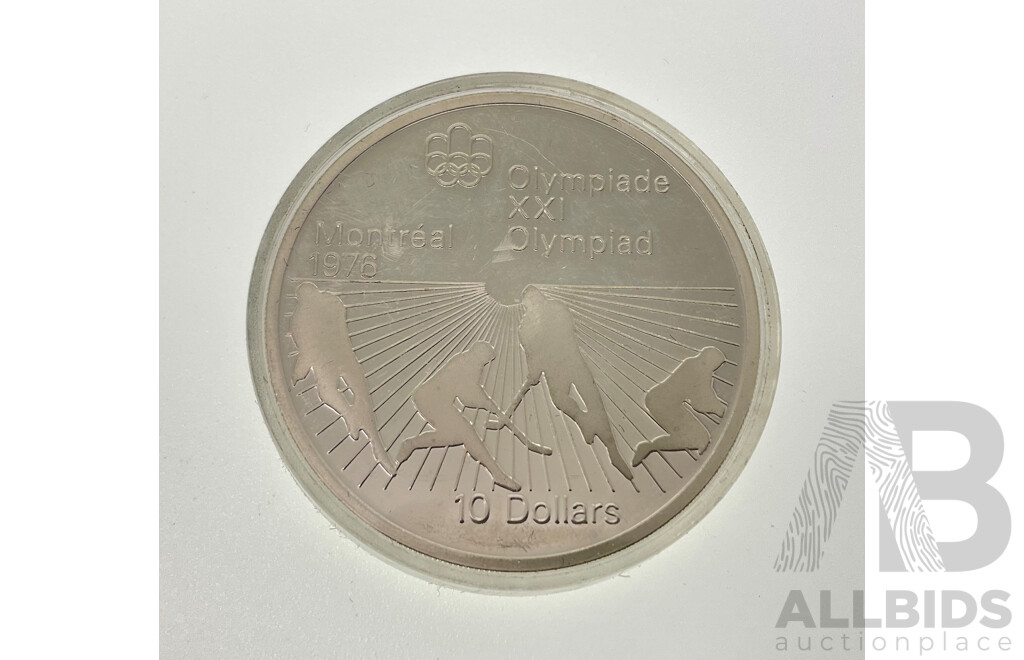 Canada 1976 Silver Proof Ten Dollar Coin, Montreal Olympics Field Hockey .925