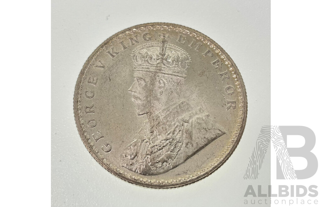 India 1920 KGV Silver One Rupee Coin, Calcutta Mint .917