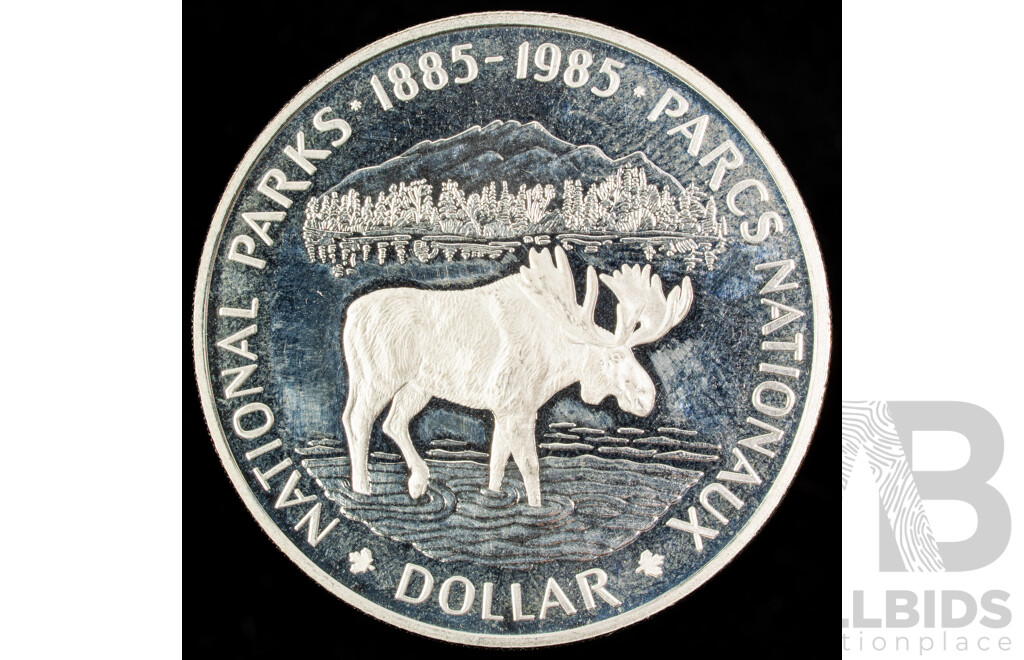 Canada 1985 Silver One Dollar Coin, National Parks .500