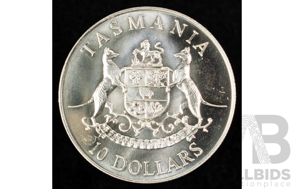 Australian 1991 Silver Ten Dollar Coin, State Series Tasmania .925