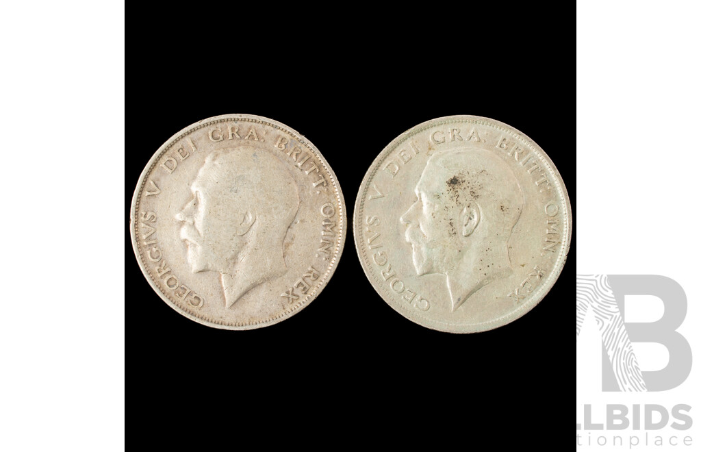 United Kingdom 1914 and 1915 KGV Silver Half Crowns .925