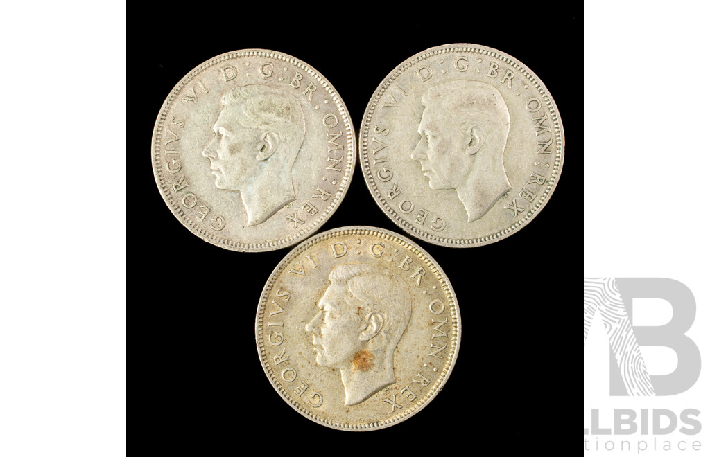 United Kingdom KGVI Silver Two Shillings Including 1941, 1942, 1943 .500