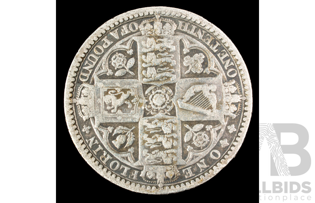 United Kingdom 1849 QV Silver One Florin .925