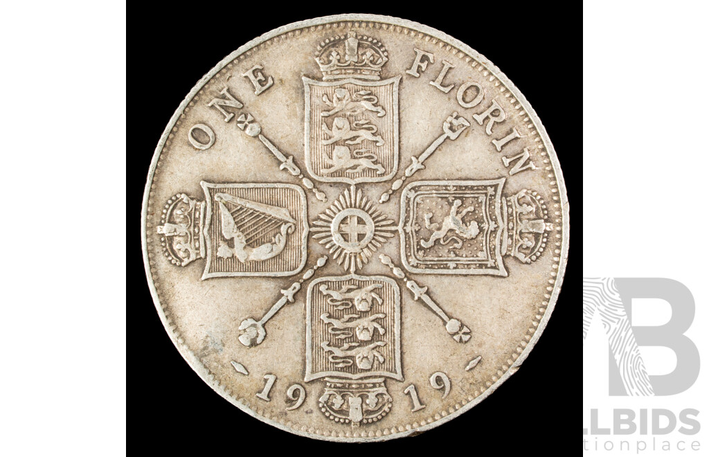 United Kingdom 1919 KGV Silver Florin .925