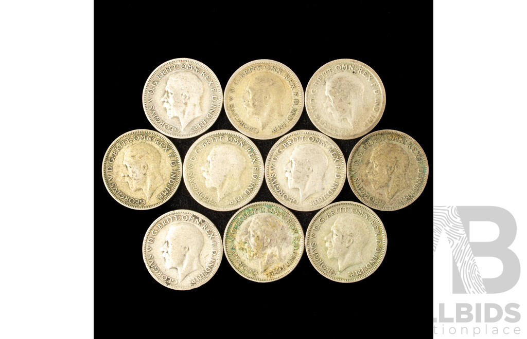 United Kingdom KGV Silver Sixpence Including 1929(4) 1933(6) .500