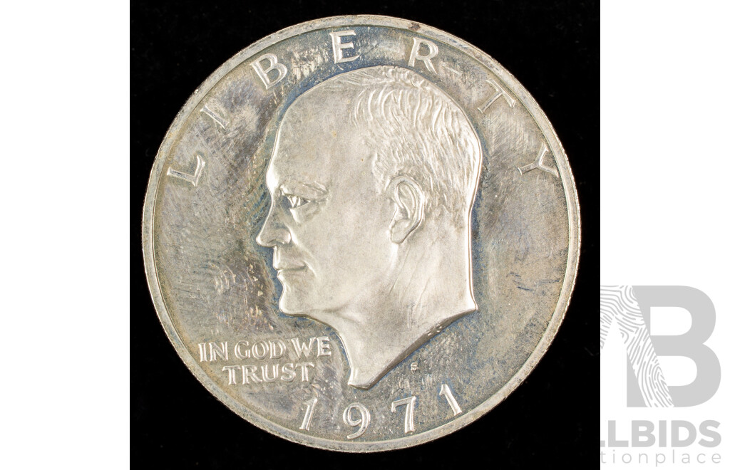 USA 1971 Eisenhower Silver Dollar, San Fransisco Mint .400