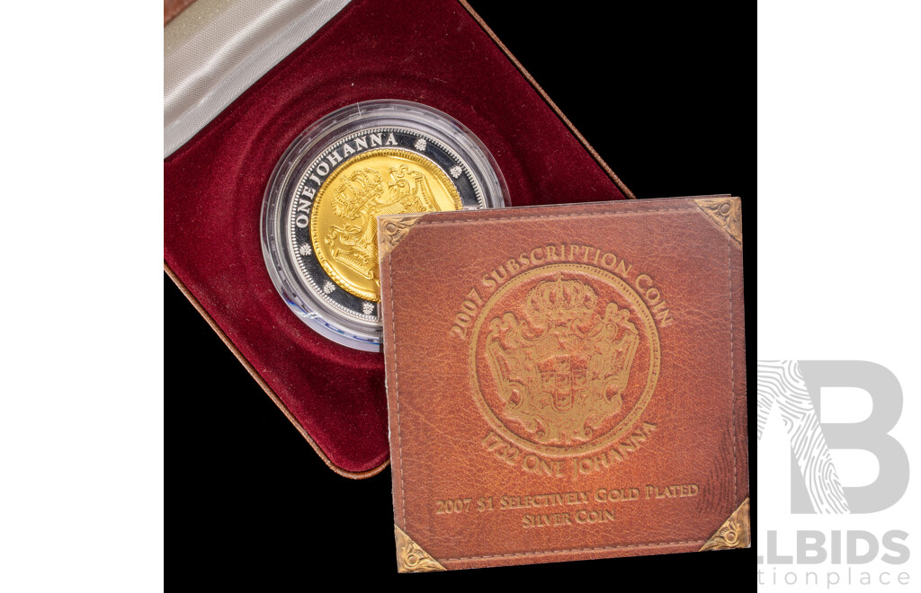 Australian RAM 2007 Silver/Selectively Gold Plated One Johanna Coin, 1732 Portuguese One Johanna Reproduction .999