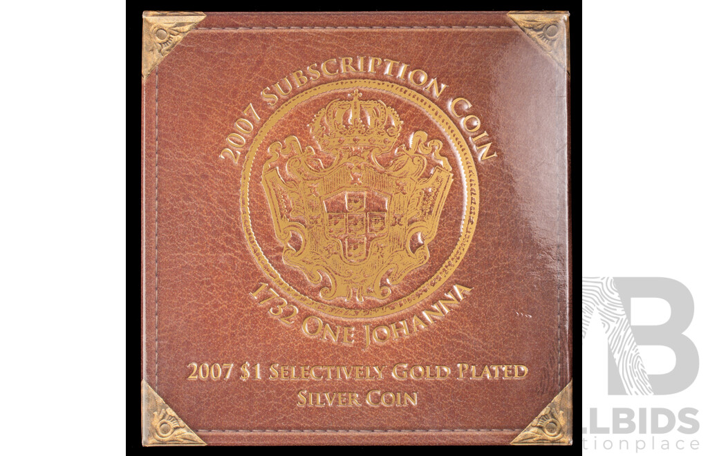 Australian RAM 2007 Silver/Selectively Gold Plated One Johanna Coin, 1732 Portuguese One Johanna Reproduction .999
