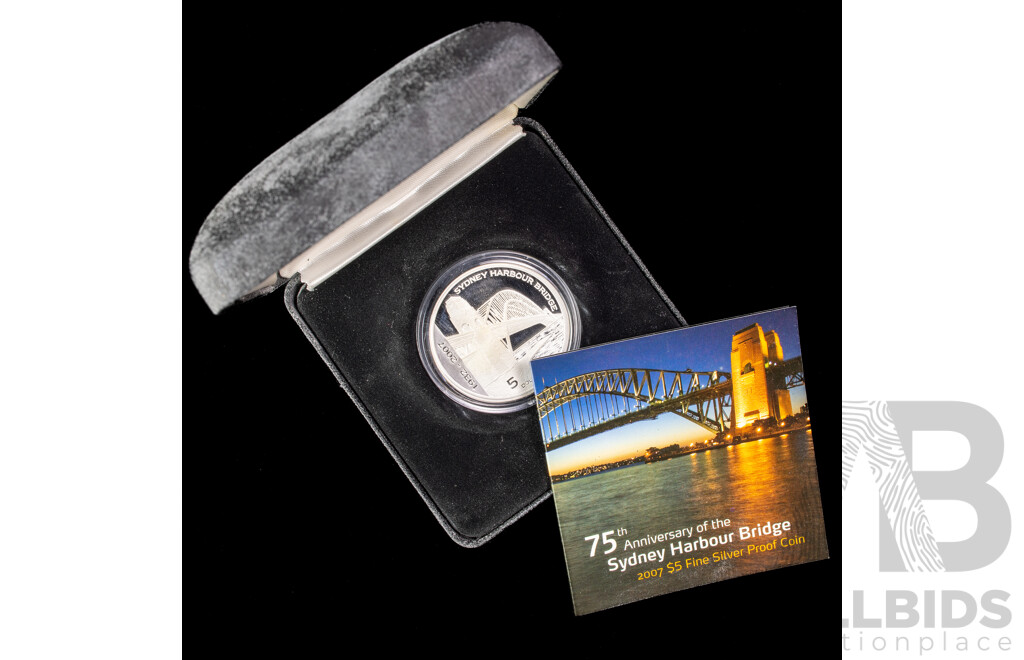 Australian RAM 2007 Silver Proof Five Dollar Coin, 75th Anniversary Sydney Harbour Bridge .999