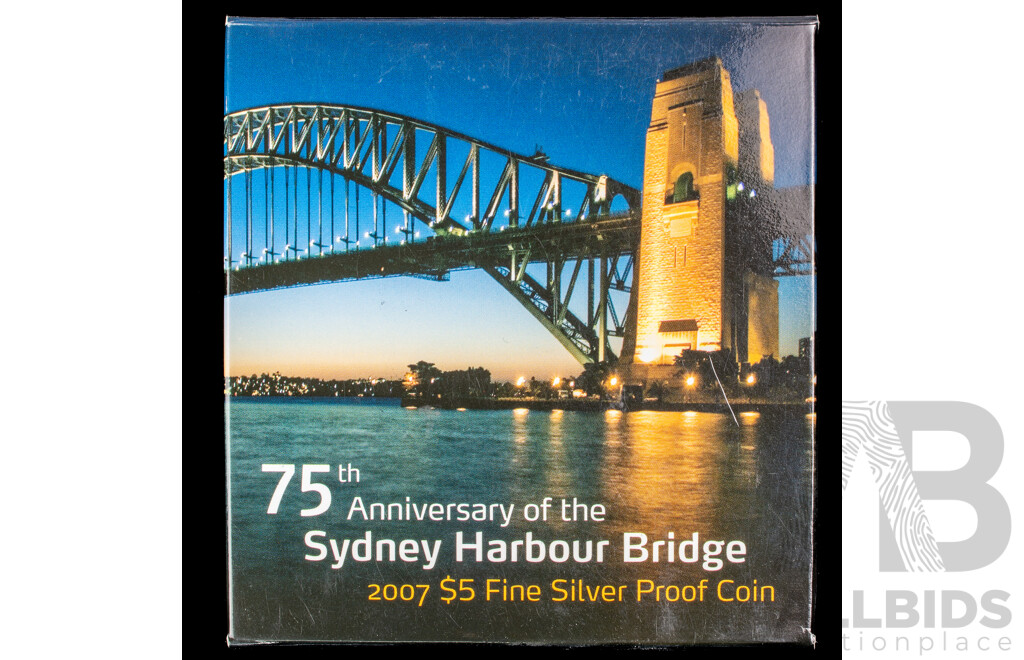 Australian RAM 2007 Silver Proof Five Dollar Coin, 75th Anniversary Sydney Harbour Bridge .999