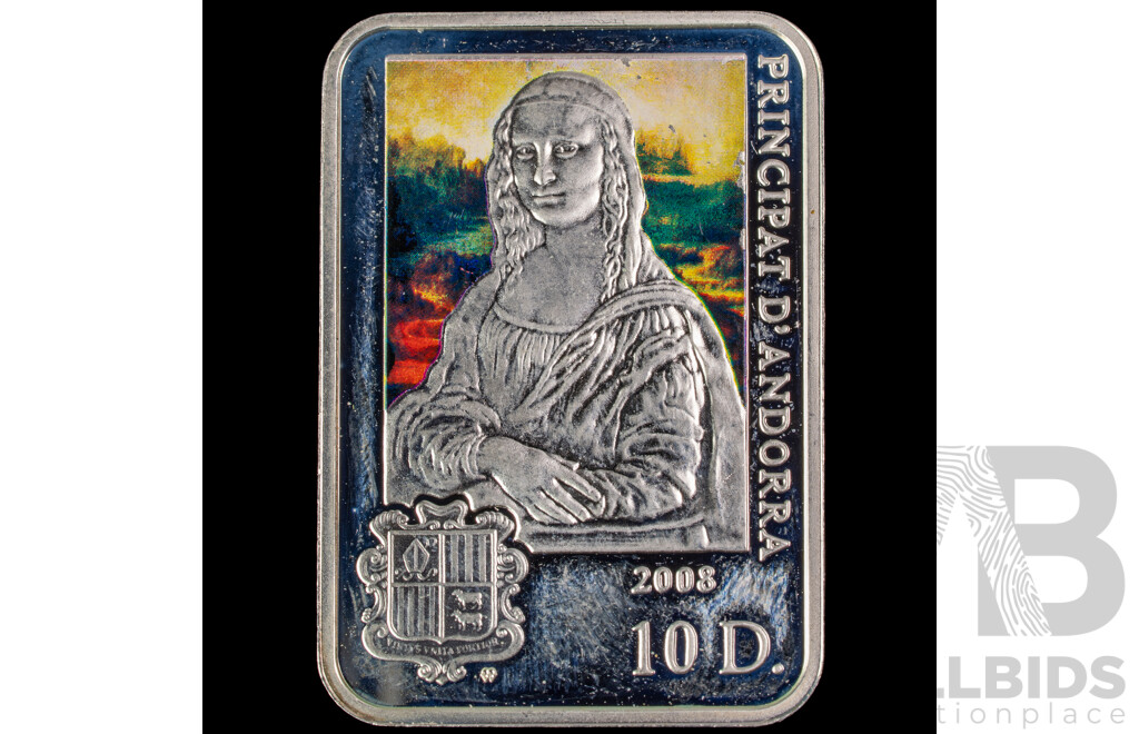Italy 2008 Silver Ten Diners Coin, Painters of the World, Leonardo Da Vinci  .925