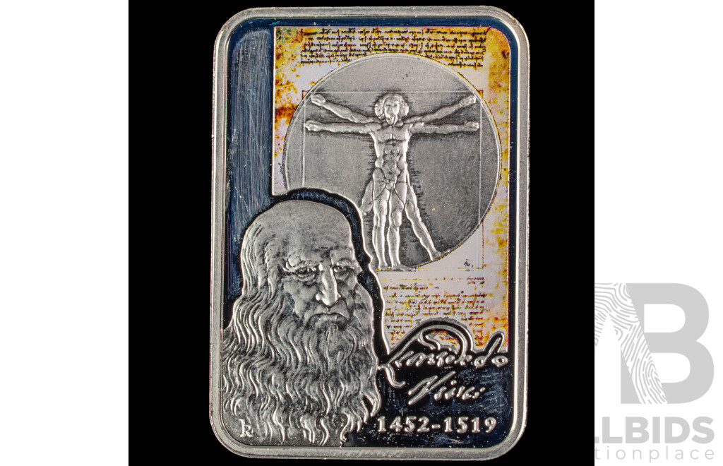 Italy 2008 Silver Ten Diners Coin, Painters of the World, Leonardo Da Vinci  .925