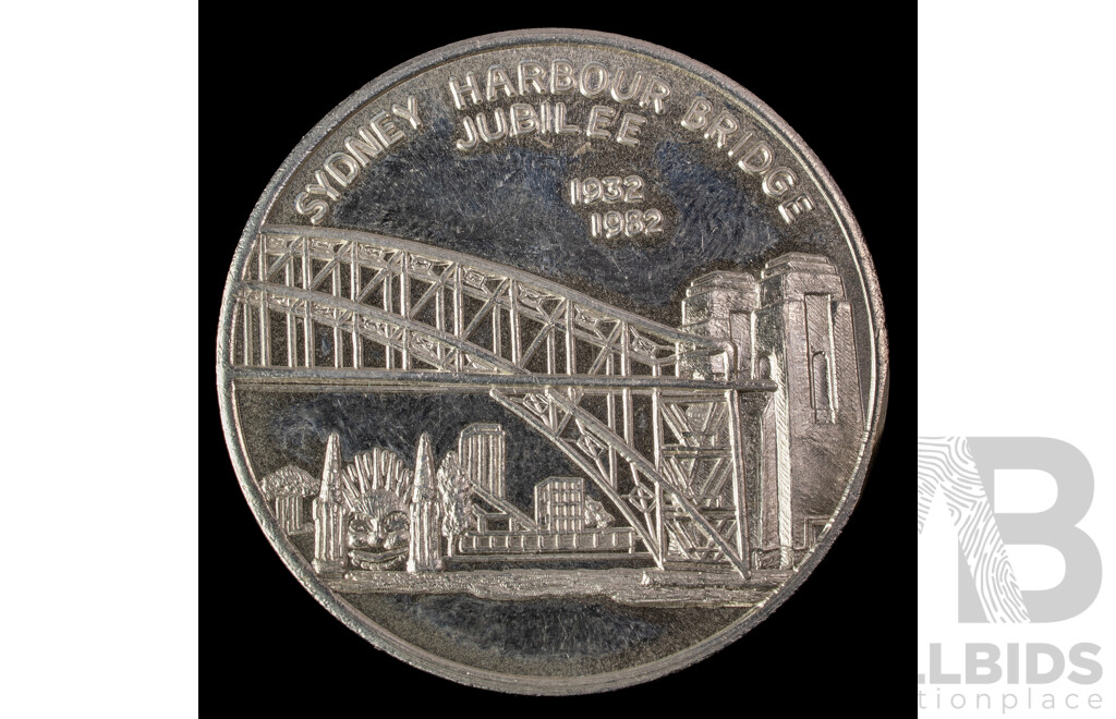 Australian MR Roberts Sydney Harbour Bridge Jubilee Silver Medallion and Silver Plated 225 Years of Sydney , St Andrew's Cathedral.925
