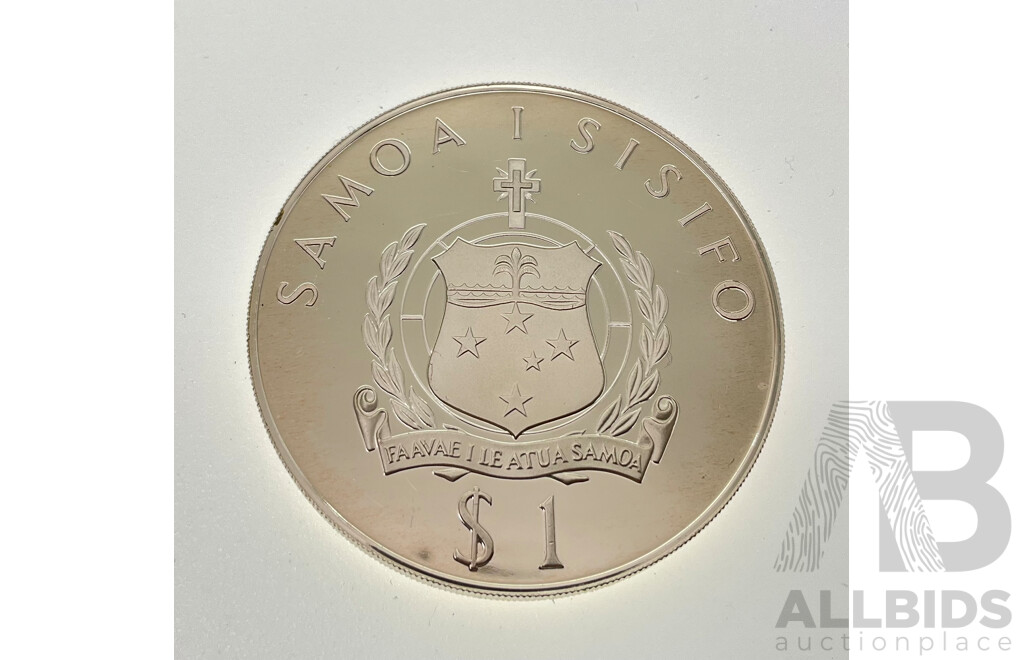 Samoa 1978 Silver One Dollar Coin, 50th Anniversary of First Transpacific Flight .925