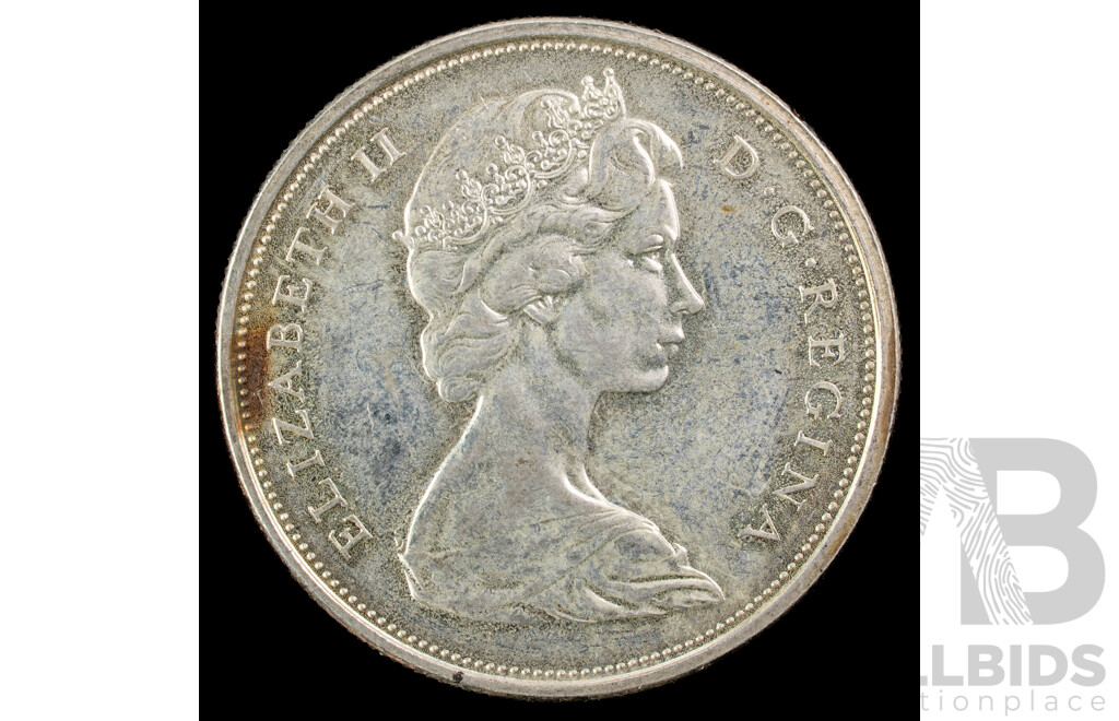 Canada 1967 Silver Fifty Cent Coin, Commemorative 100th Anniversary of Canada .800