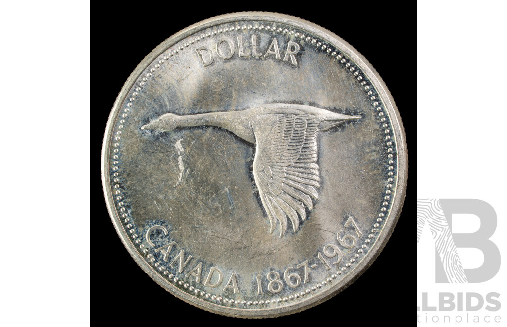 Canada 1967 Silver Dollar, 100th Anniversary of Canada .800