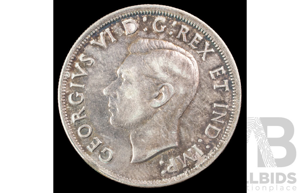 Canada 1939 Silver Dollar Coin, Commemorative Royal Visit .800