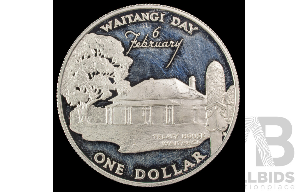 New Zealand 1977 Silver One Dollar, Commemorative Queen's Silver Jubilee & Waitangi Day .925