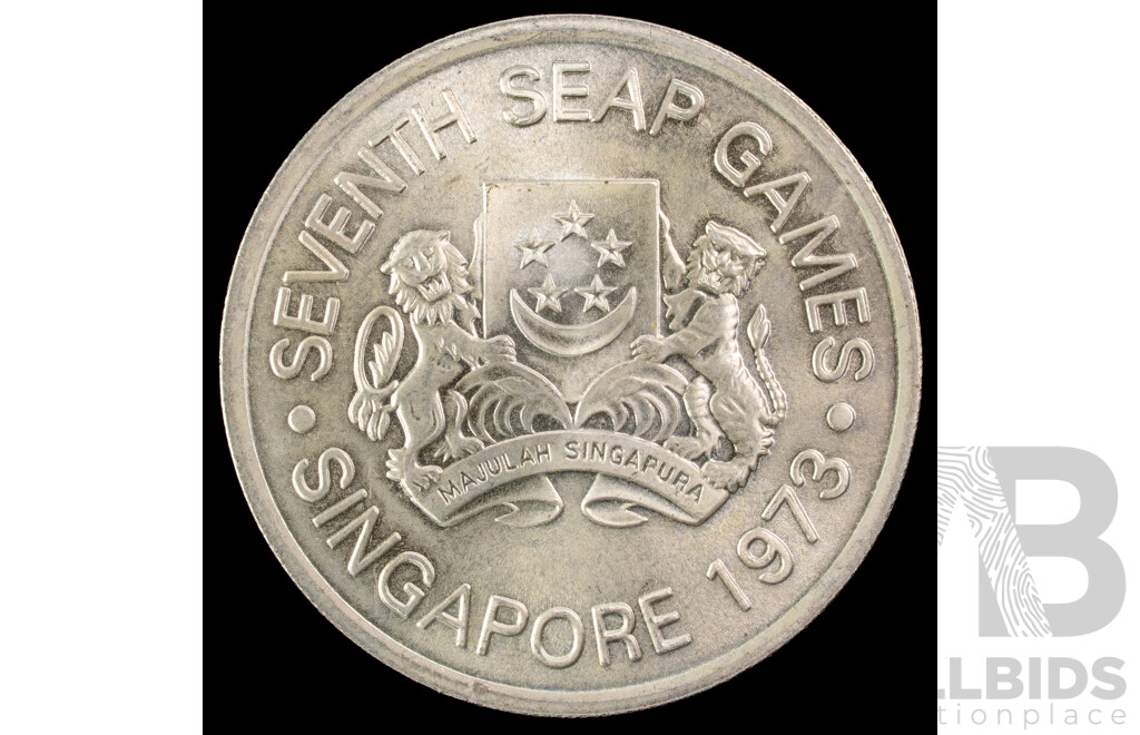 Singapore 1973 Silver Five Dollar Coin, 7th SEAP Games .500